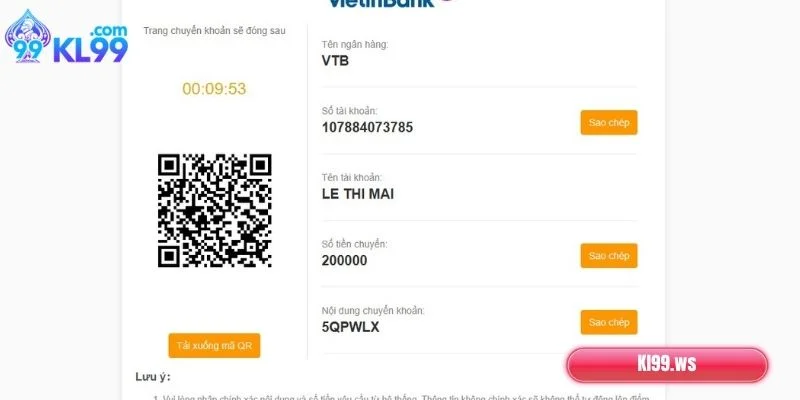 Nạp Tiền KL99 Nhanh Chóng, Linh Hoạt, Đa Dạng 2 Một số lưu ý quan trọng khi giao dịch tại KL99